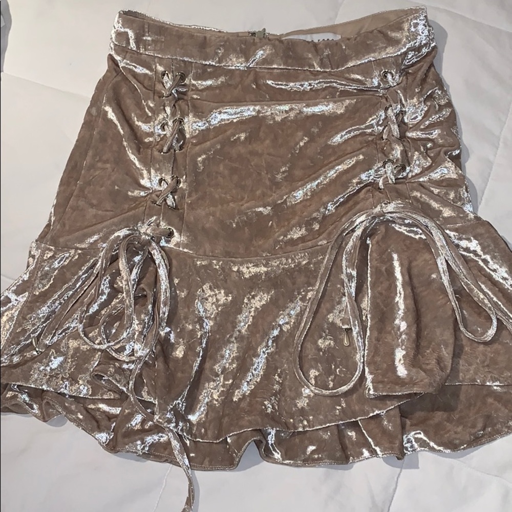 Gorgeous champagne velvet skirt from Revolve